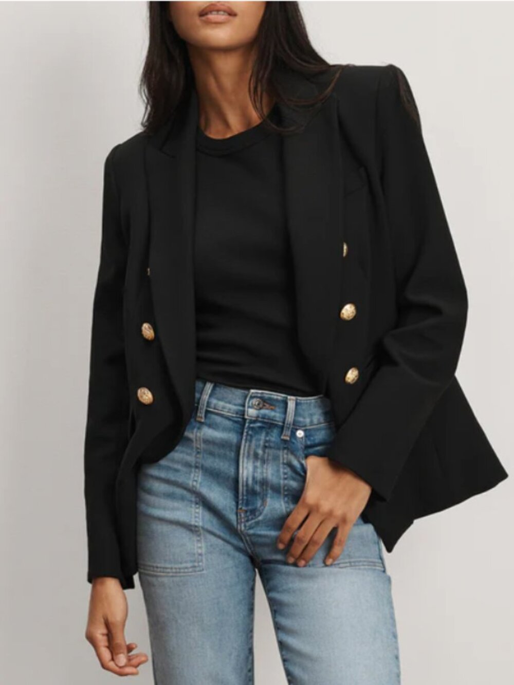 Veronica Beard Miller Dickey Jacket Blazer Black Gold Buttons 20 Quiet Luxury